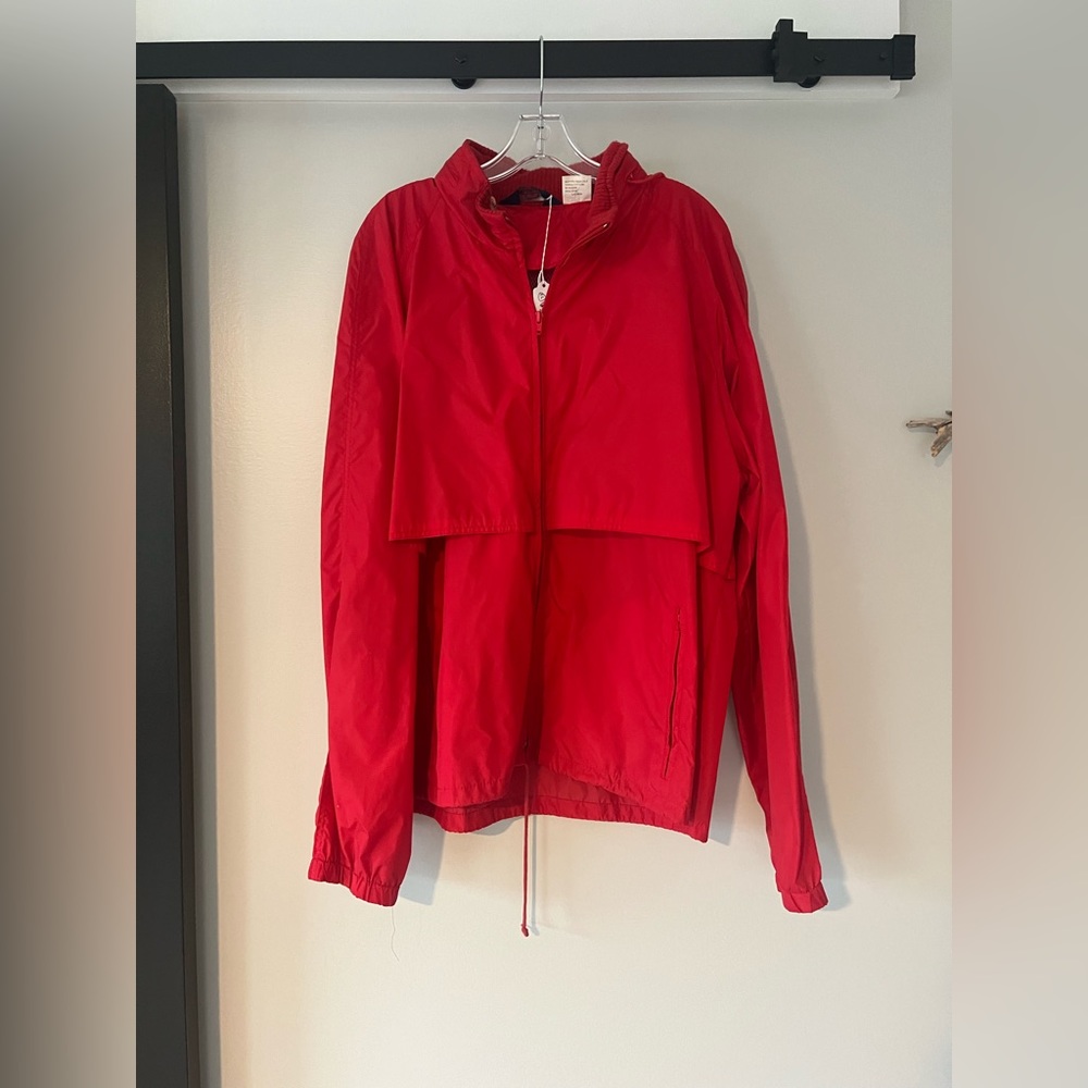 VINTAGE WOOLRICH WINDBREAKER JACKET WITH HOOD IN RED SIZE XL